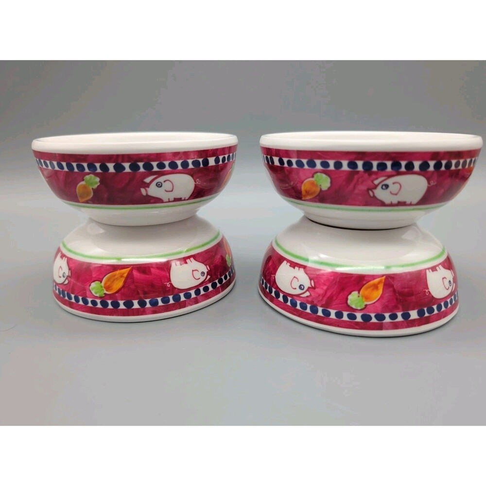 Set of 4 Vietri Italy Compagna Porco Pig  Melamine Olive Oil Bowls Dessert 4"